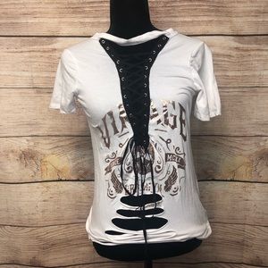 Topia Lace Up Foil Graphic Shirt